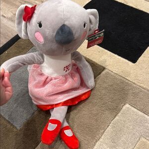 Gray and Red Stuffed Koala Toy with Ballet Theme